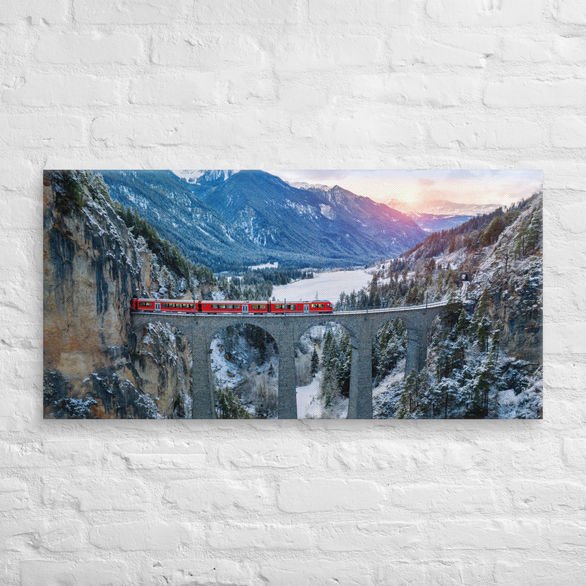 Landwasser Viaduct Swiss Alps Winter good Painting Acrylic on Canvas