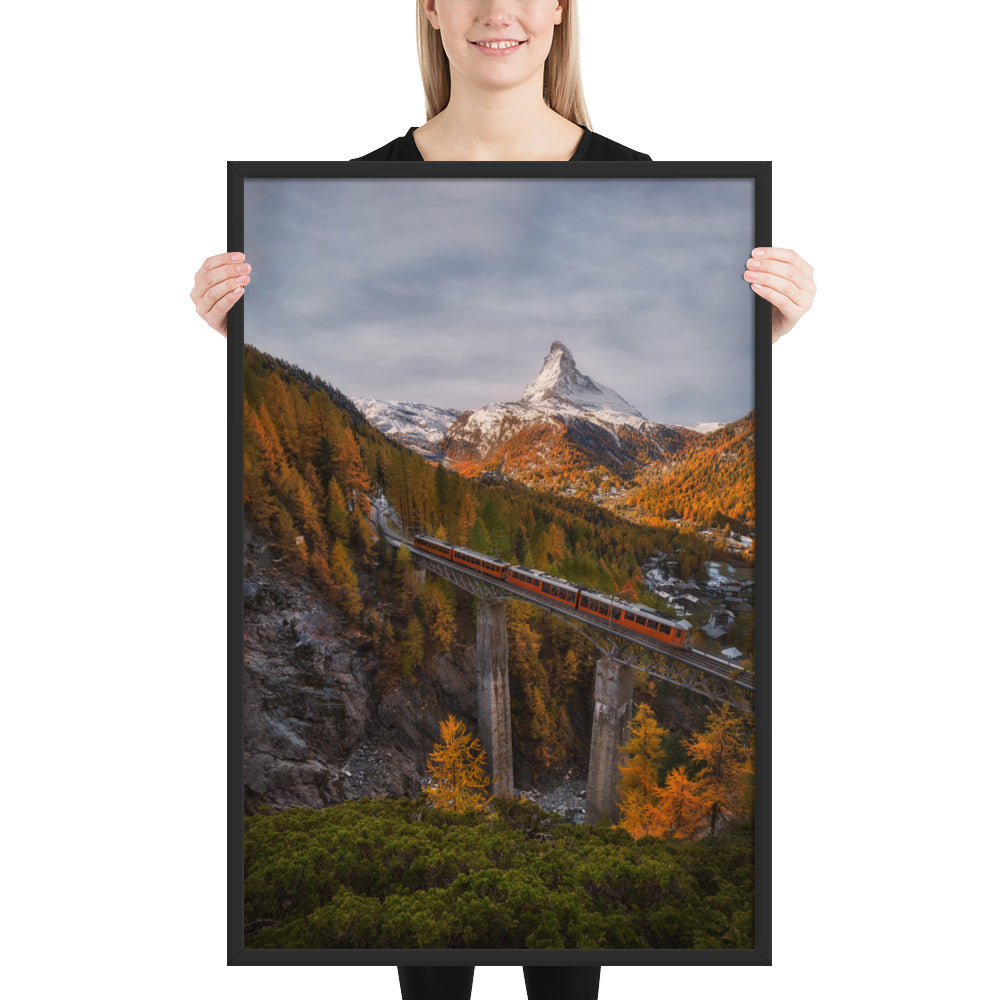 The Matterhorn's Watchful Eye over Gornergrat - Framed Print