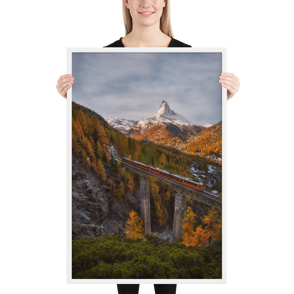 The Matterhorn's Watchful Eye over Gornergrat - Framed Print