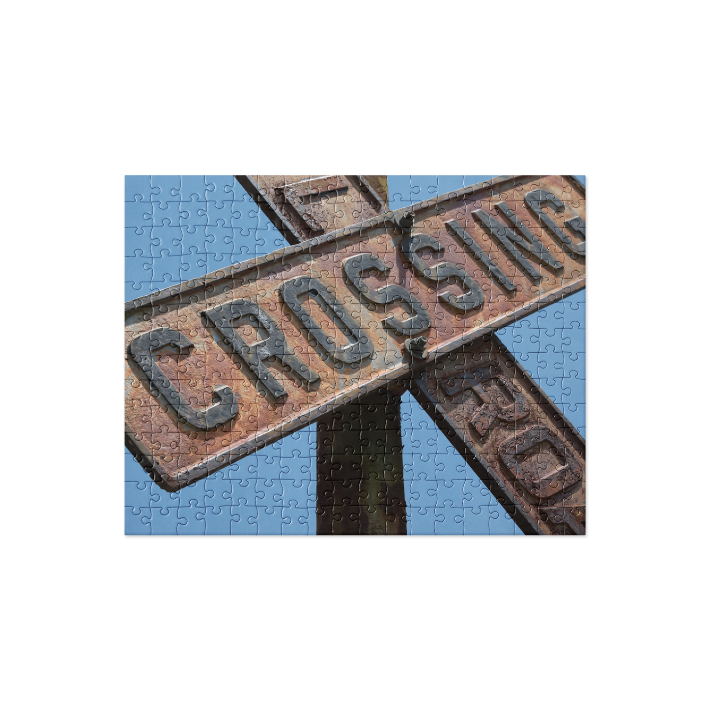 Vintage Crossbuck Railroad Crossing Sign Puzzle