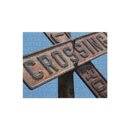 Vintage Crossbuck Railroad Crossing Sign Puzzle