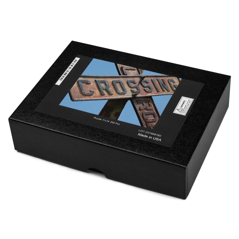 Vintage Crossbuck Railroad Crossing Sign Puzzle