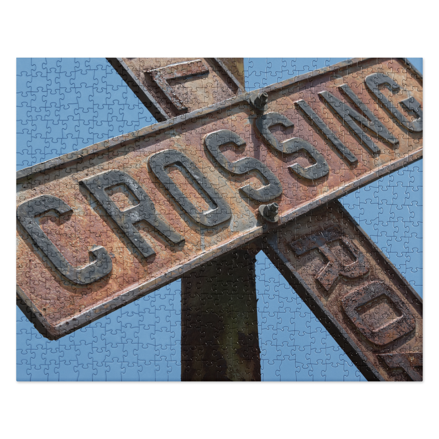 Vintage Crossbuck Railroad Crossing Sign Puzzle