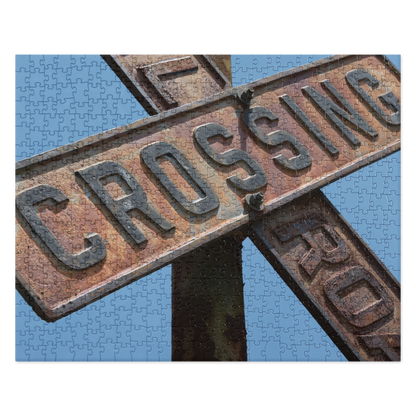 Vintage Crossbuck Railroad Crossing Sign Puzzle