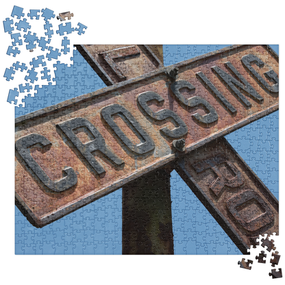 Vintage Crossbuck Railroad Crossing Sign Puzzle