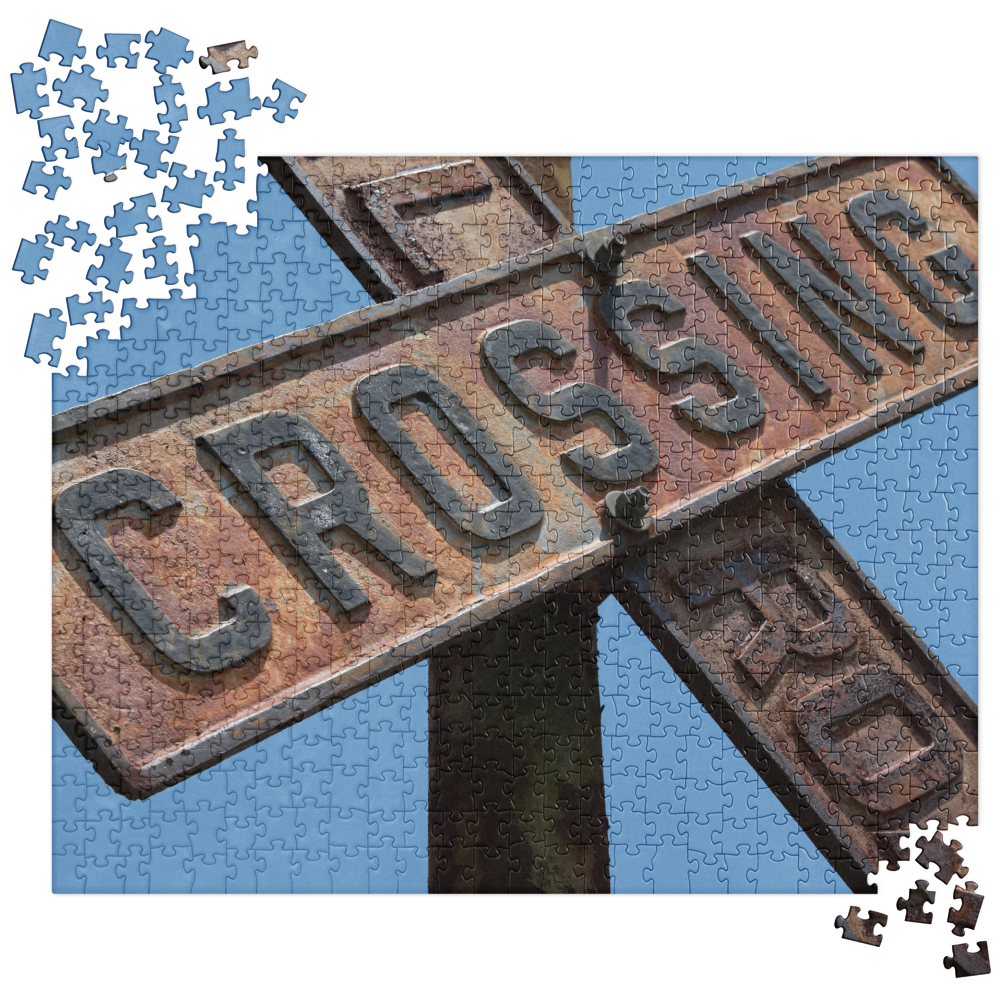 Vintage Crossbuck Railroad Crossing Sign Puzzle