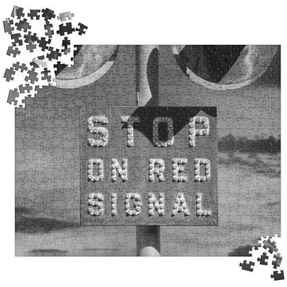 Glass Reflector Sign 'Stop On Red Signal' Railroad Crossing - Puzzle